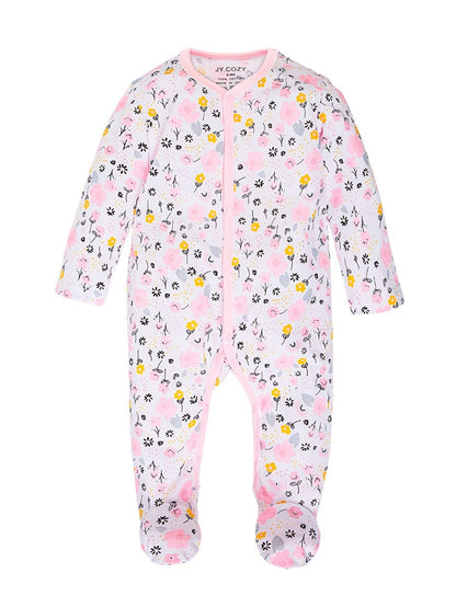 Baby Footed Rompers - 4-Pack Floral Long-Sleeve Onesies