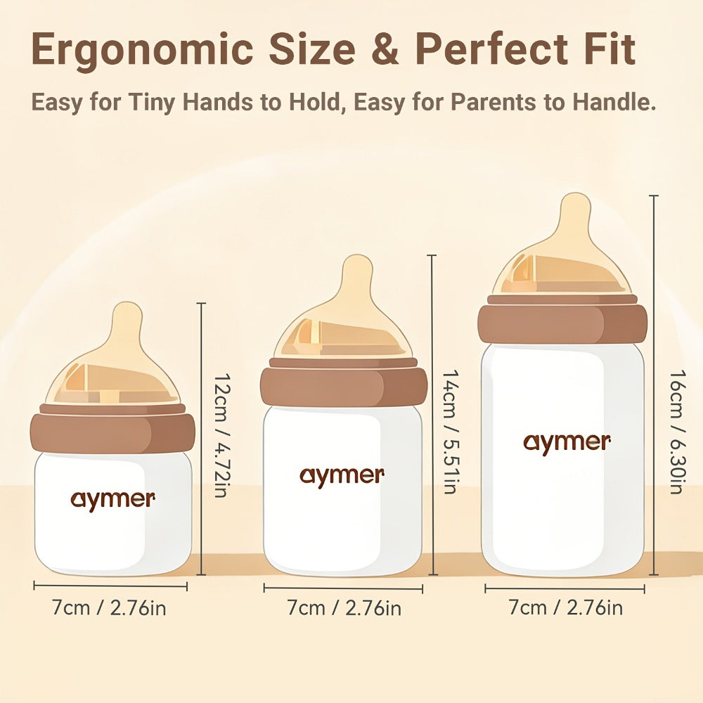 Anti-Colic Baby Bottle Set - Wide-Neck Leak-Resistant Design Style 8789