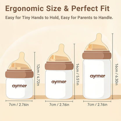 Anti-Colic Baby Bottle Set - Wide-Neck Leak-Resistant Design Style 8789