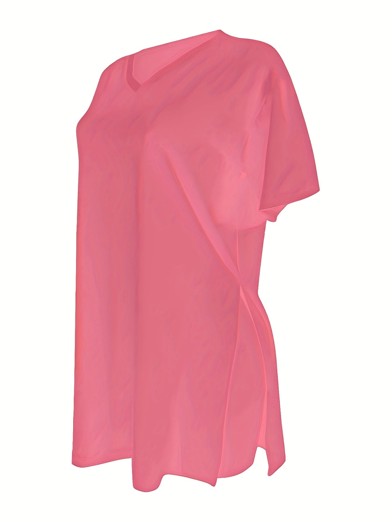 Two-Piece Outfit for Plus-Size Women Featuring a Casual V-Neck Short-Sleeve Top with Side Slits And Drawstring Leggings, Made from Comfortable, Ideal for Everyday Wear