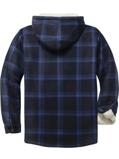 Men'S Heavyweight Fleece Hoodies Jacket - Full Zip Up Thick Sherpa Lined Flannel Plaid Shirt Jacket
