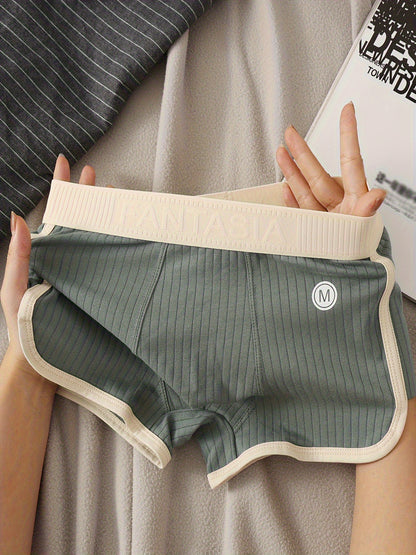 4pcs-random Color Knit Striped Shorts - product view 7