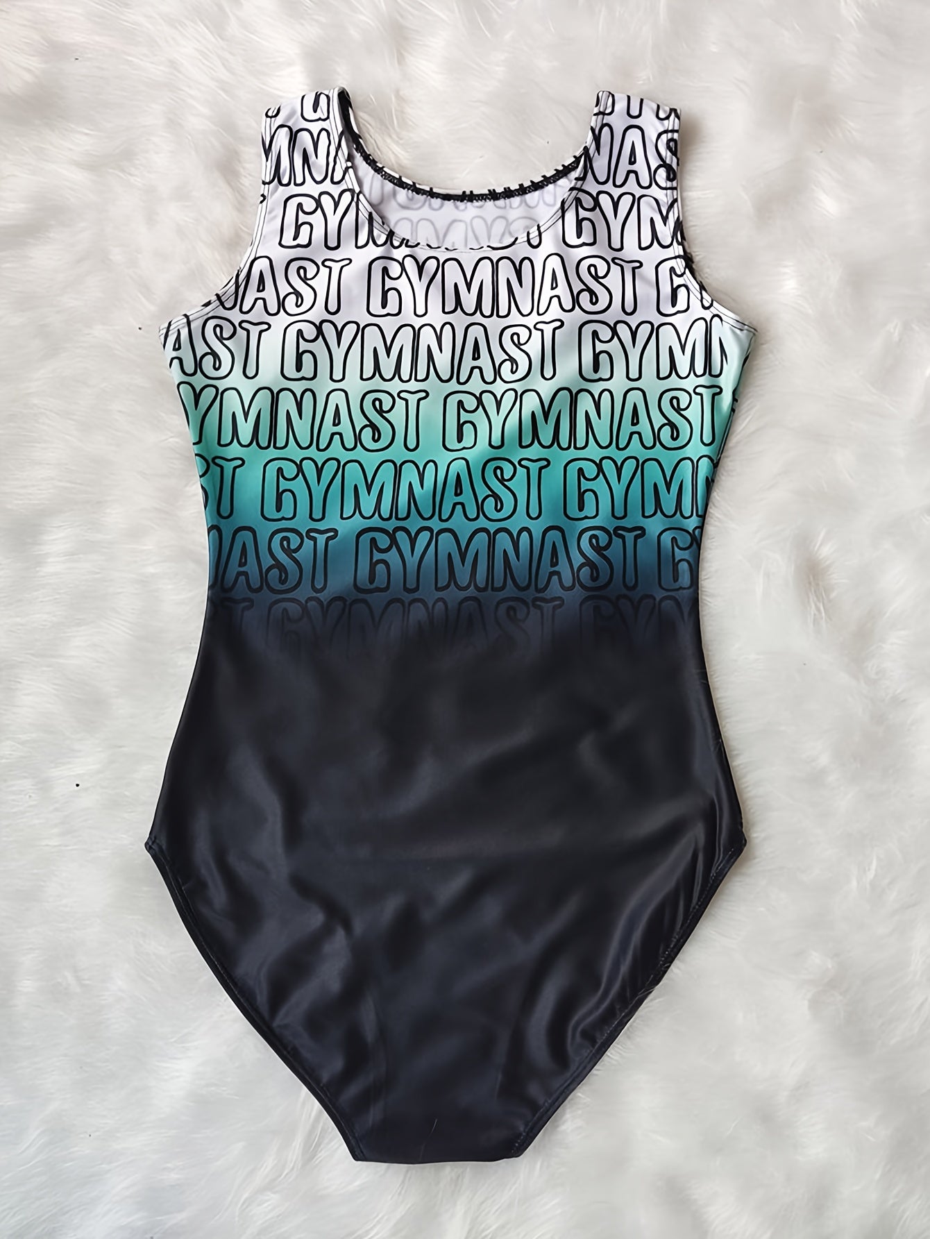 [Gymnastics Leotard Set] Girls' Gymnastics Leotard Set with Gradient Letter Print, Sleeveless Dance Leotard Bodysuit for Ballet Gymnastics Practice, Perfect for Outdoor, All Seasons, Gift for Back-to-School Season, Beach Essentials, Perfect for Outdoor