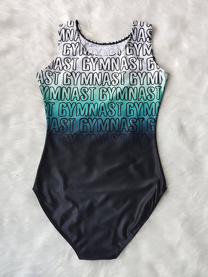 [Gymnastics Leotard Set] Girls' Gymnastics Leotard Set with Gradient Letter Print, Sleeveless Dance Leotard Bodysuit for Ballet Gymnastics Practice, Perfect for Outdoor, All Seasons, Gift for Back-to-School Season, Beach Essentials, Perfect for Outdoor