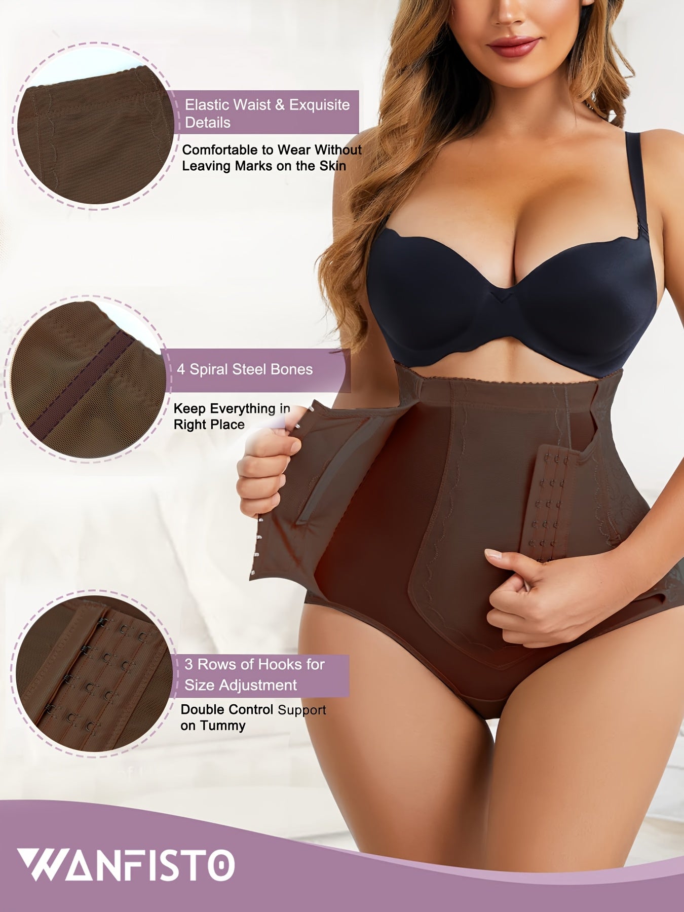 Tummy Control Shapewear With Compression Clasps For Women - High Waisted Tummy Tuck Shaper, Butt Lifting Bodysuit & Fajas Moldeadoras For Elegant Lady