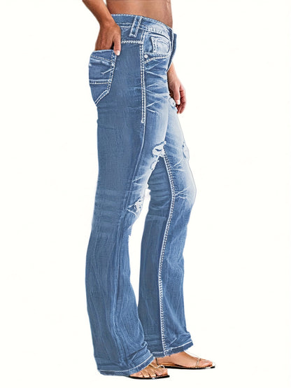 Non-stretch Multi-pocket Design, Classic Zipper Button, Fashionable Casual Versatile Jeans