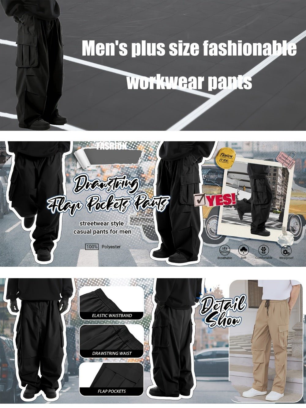 Men's Cargo Pants - Stretch Comfort 572773