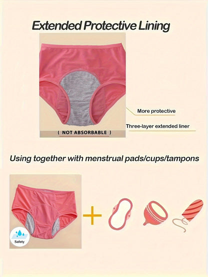 4pcs - Women's Leak-Proof Physiological Underwear High Waist Mesh Breathable Menstrual Underwear Three-Layer Widened Leak-Proof Layer Briefs High Waist Tummy Underwear Women