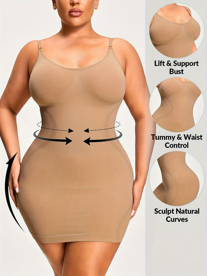 Plus-Size Body Shaper One-Piece Camisole Dress in Kardashian Style, Body Shaping And Toning, Lifting The Buttocks And Cinching The Waist, with Soft And Comfortable Fabric
