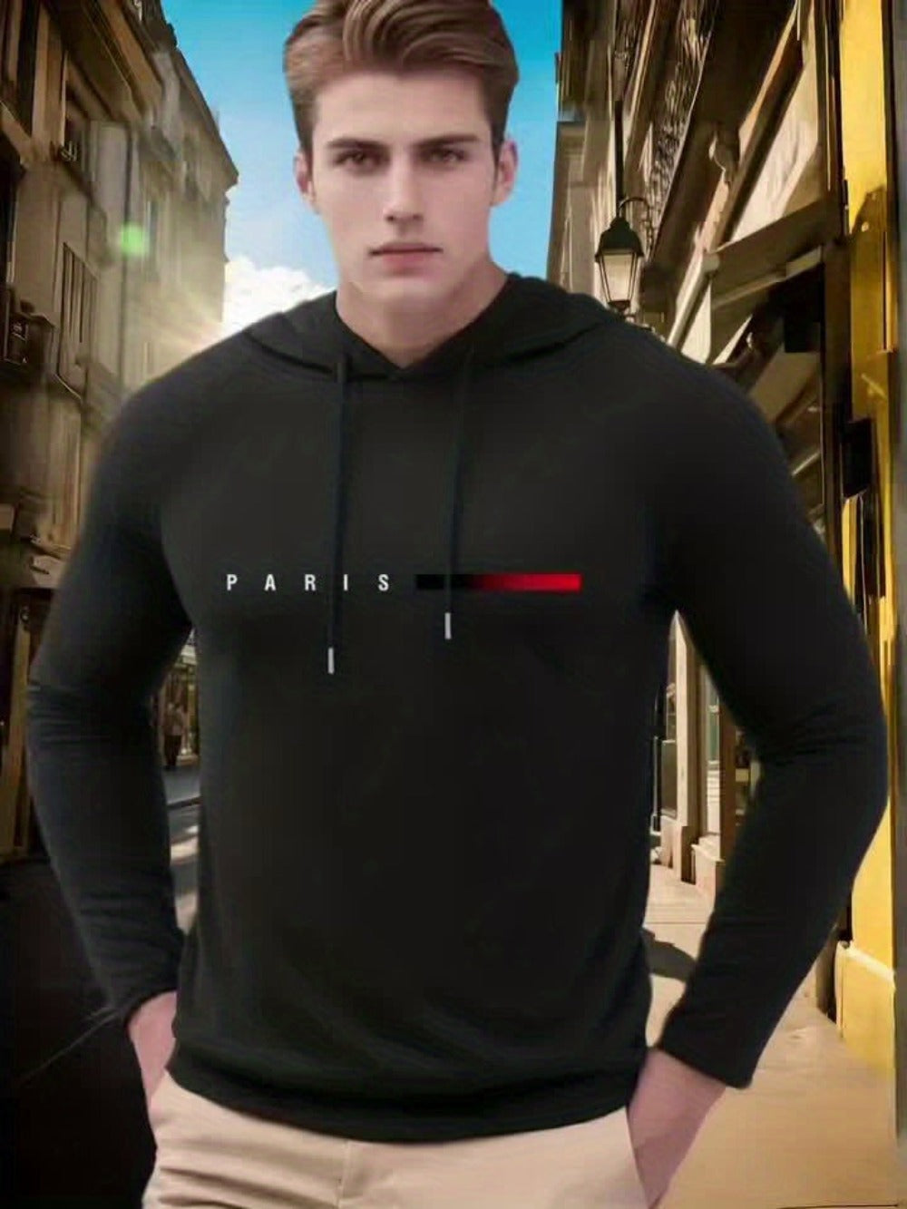 Men's Lightweight Striped Pullover Hoodie