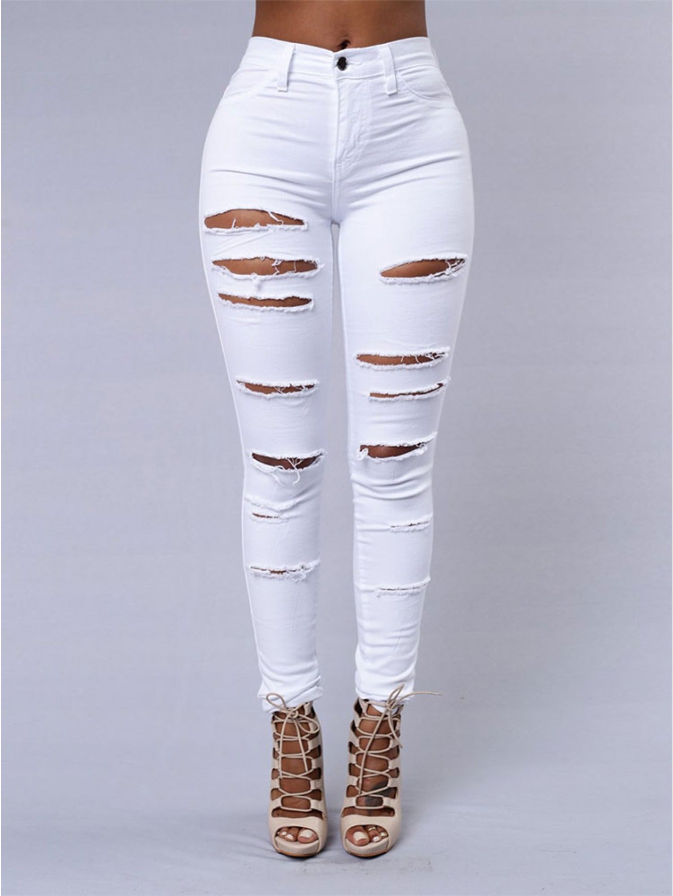 2025Women's Ripped Skinny Jeans, High Waist Stretch Denim Pants - Slim Fit Casual Style for Casual Attire Elegant,, Sexy