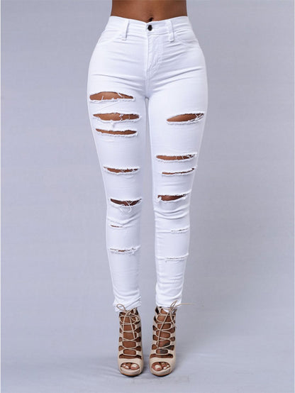 2025Women's Ripped Skinny Jeans, High Waist Stretch Denim Pants - Slim Fit Casual Style for Casual Attire Elegant,, Sexy