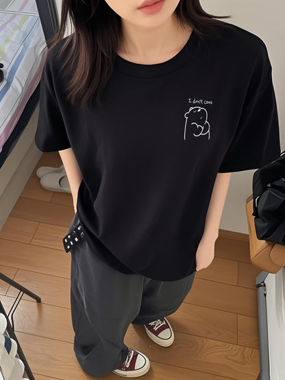 Plus Size - Women'S 180G Pure Round Neck Short-Sleeve T-Shirt, Mother'S Day Gift, Exclusive Short-Sleeve T-Shirt for Mom, Summer Design with Cartoon Print, Pure Short-Sleeve T-Shirt