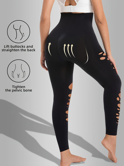 Women's Hollow Out High-Waisted Tummy Control Yoga Leggings - 7/8 Length Butt-Lifting Seamless Workout Pants with 4-Way Stretch, All-Season Casual & Exercise Pants for Women, Yoga Pants, Comfortable Fitness Attire