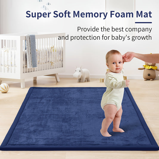 Extra Large Baby Play Mat, Non-Slip Coral Velvet Area Rug, Soft Crawling Rugs for Kids, Infants, 50X50 Inch Foam Mat for Playpen, Yoga Mat, 1pc Japanese Tatami Floor Mat, 1.1 Inch Thick Mellow Mat
