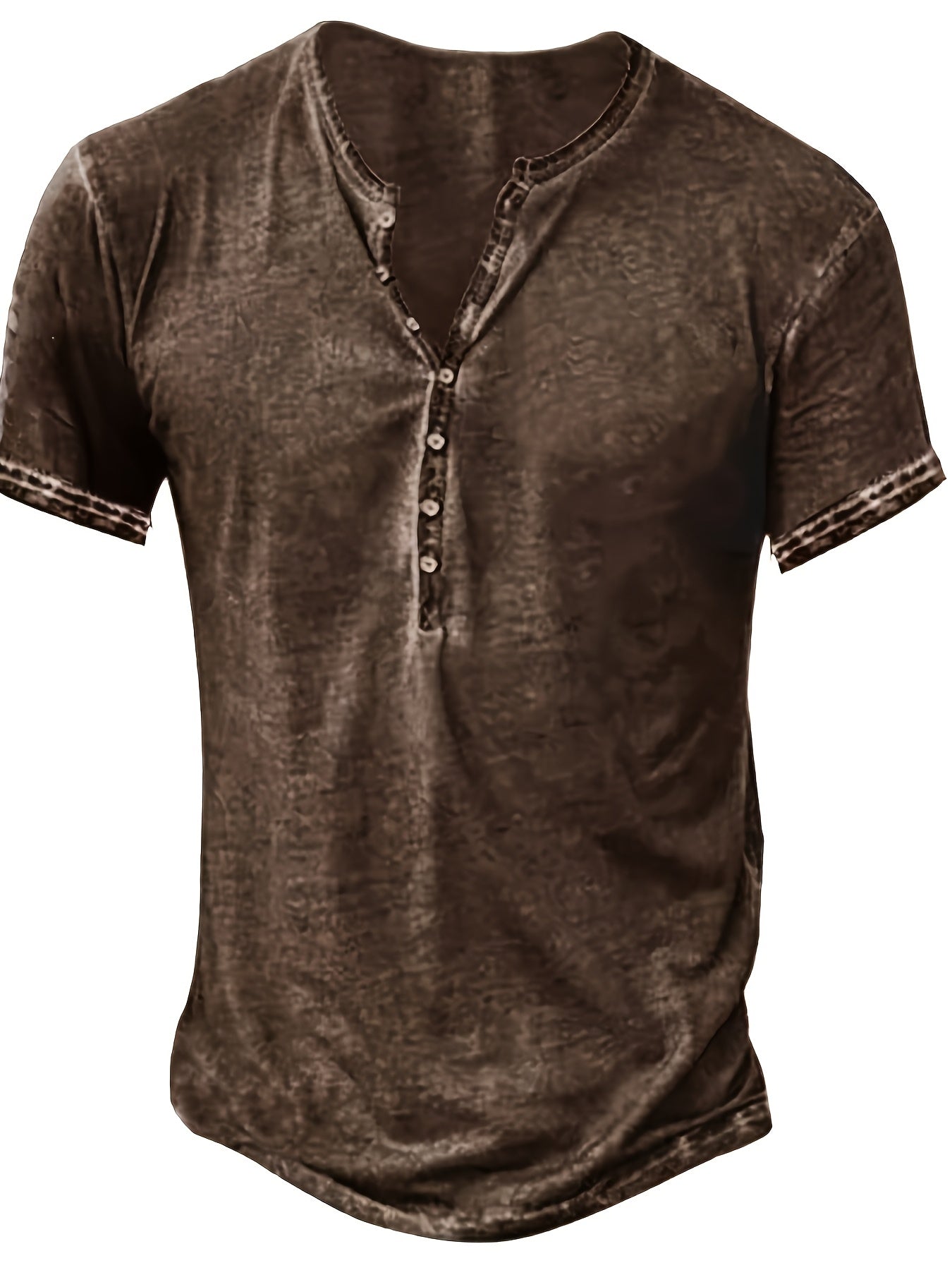 1Men'S Distressed Henley Shirt- Slim Fit Short Sleeve Button-Up T-Shirt with V-Neck& Placket Detailing, Machine Washable Casual Shirt in Olive Green, Black, Blue, Burgundy, Sporty Apparel| Athletic Style| Comfortable Tee