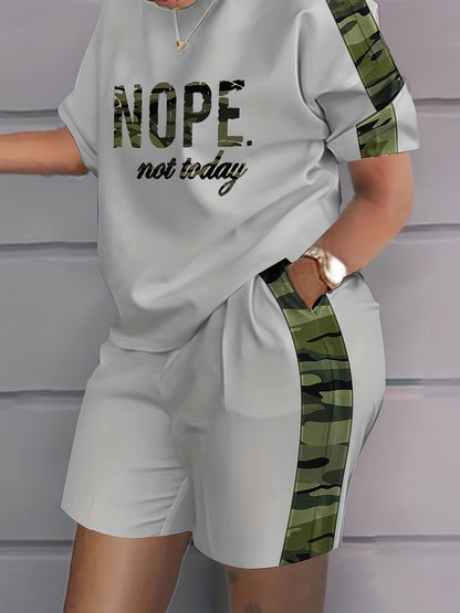 2026 Loose And Versatile Plus Size Clothing Two-piece Set, Soft And Comfortable, Women's Plus Letter Printing, Natural Modeling, Can Be Matched with A Variety Of Sets, Show Your Unique Casual Fashion, Game Day Outfit, Football Fan Gear for All Fans