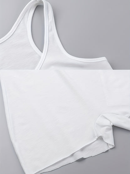 Women's Casual White Sleeveless Raw Hem Tank Romper with Bold "WET" Print Sexy Slim Fit Bodysuits