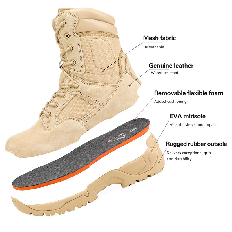 NORTIV 8 Wide Version Men's Tactical Work Boots Durable & Comfortable Hiking Motorcycle Combat Boots Response