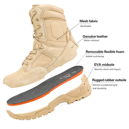 NORTIV 8 Wide Version Men's Tactical Work Boots Durable & Comfortable Hiking Motorcycle Combat Boots Response