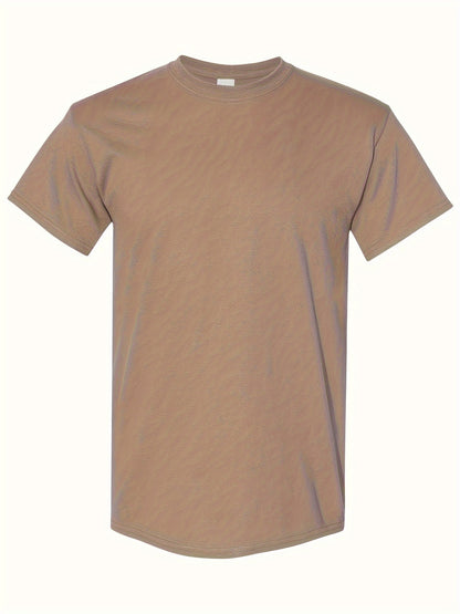 5pcs Set, 100% Cotton T-shirt, Men's Classic Solid Color Short Sleeved T-shirt