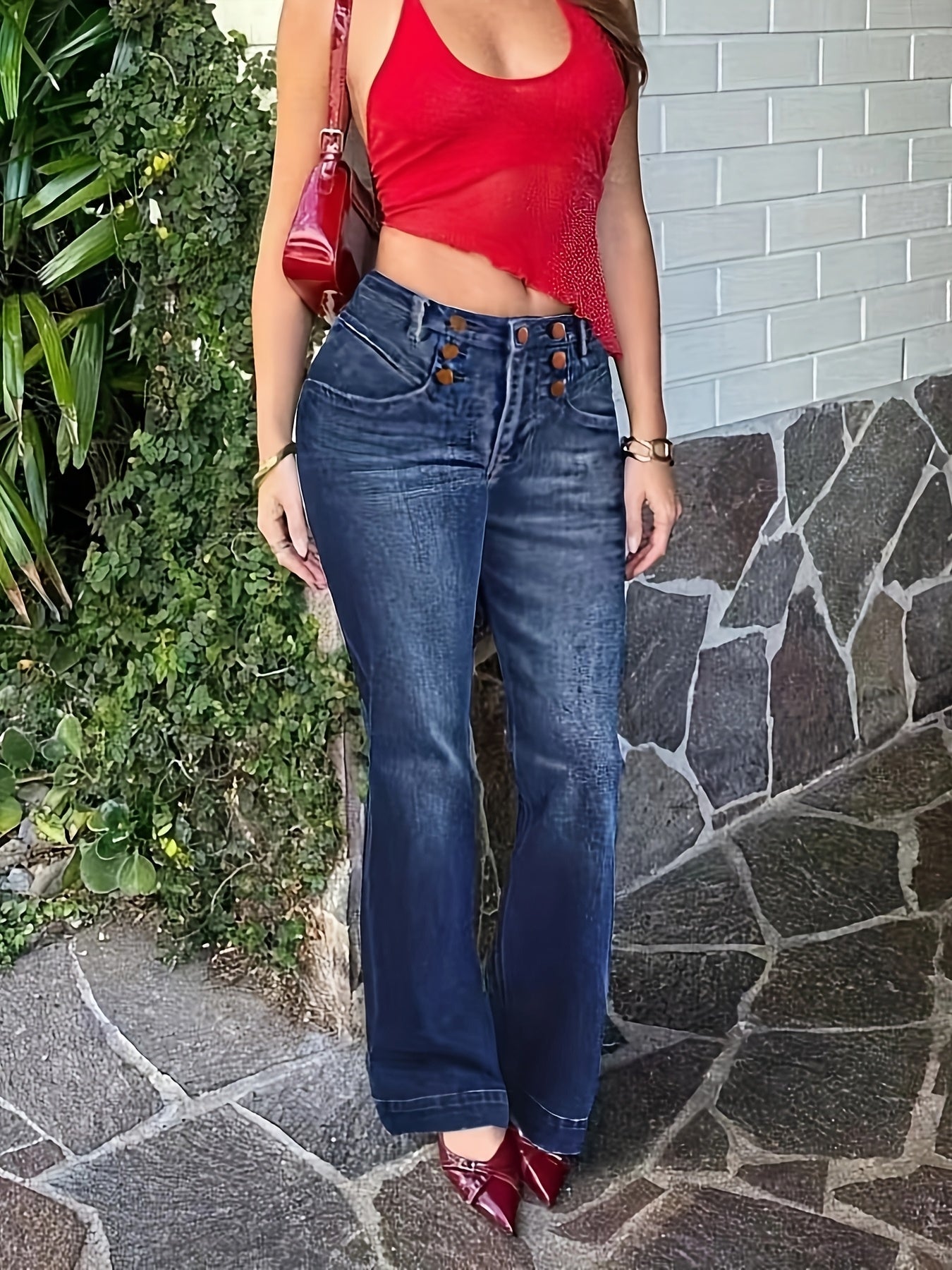 Women's Dark Blue Denim Jeans - product view 8