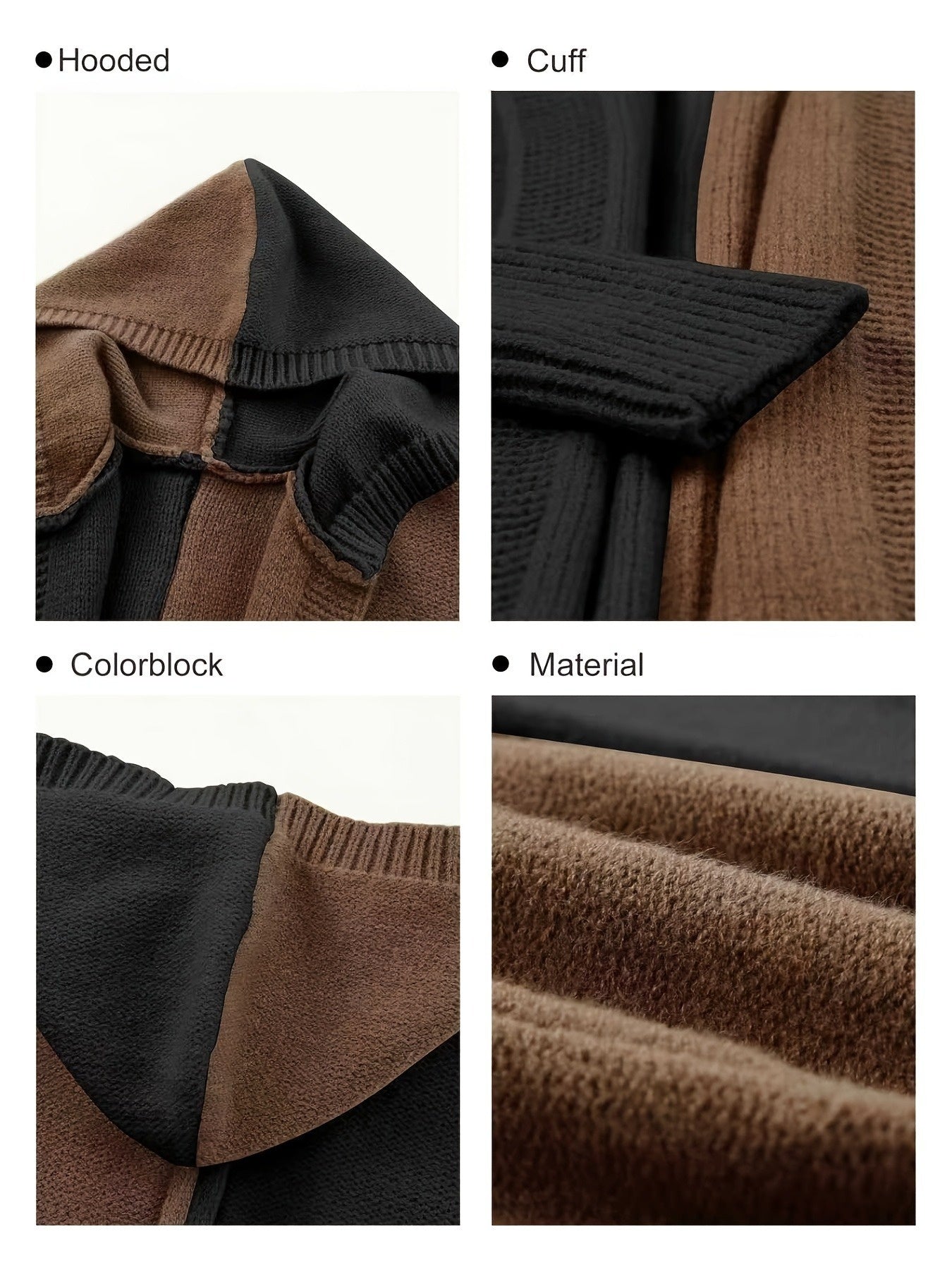 Women's Autumn And Winter Fashion Warm Clashing Color Bat Sleeve Hooded Cardigan