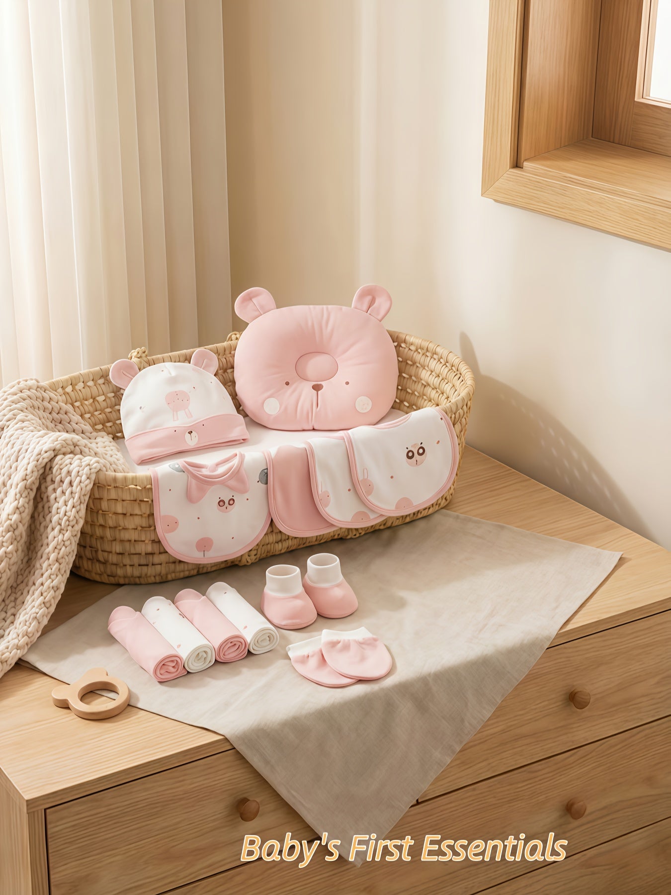 Baby Girl Clothes And Baby Items, Newborn Daily Necessities Complete Set, 0-3 Months, Total 22pcs, 3 Sets of Clothes And Swaddle Blanket And Hat And Bib And Hand And Foot Covers, Baby Fall Long Sleeve Suit, Baby Romper, Local Warehouse