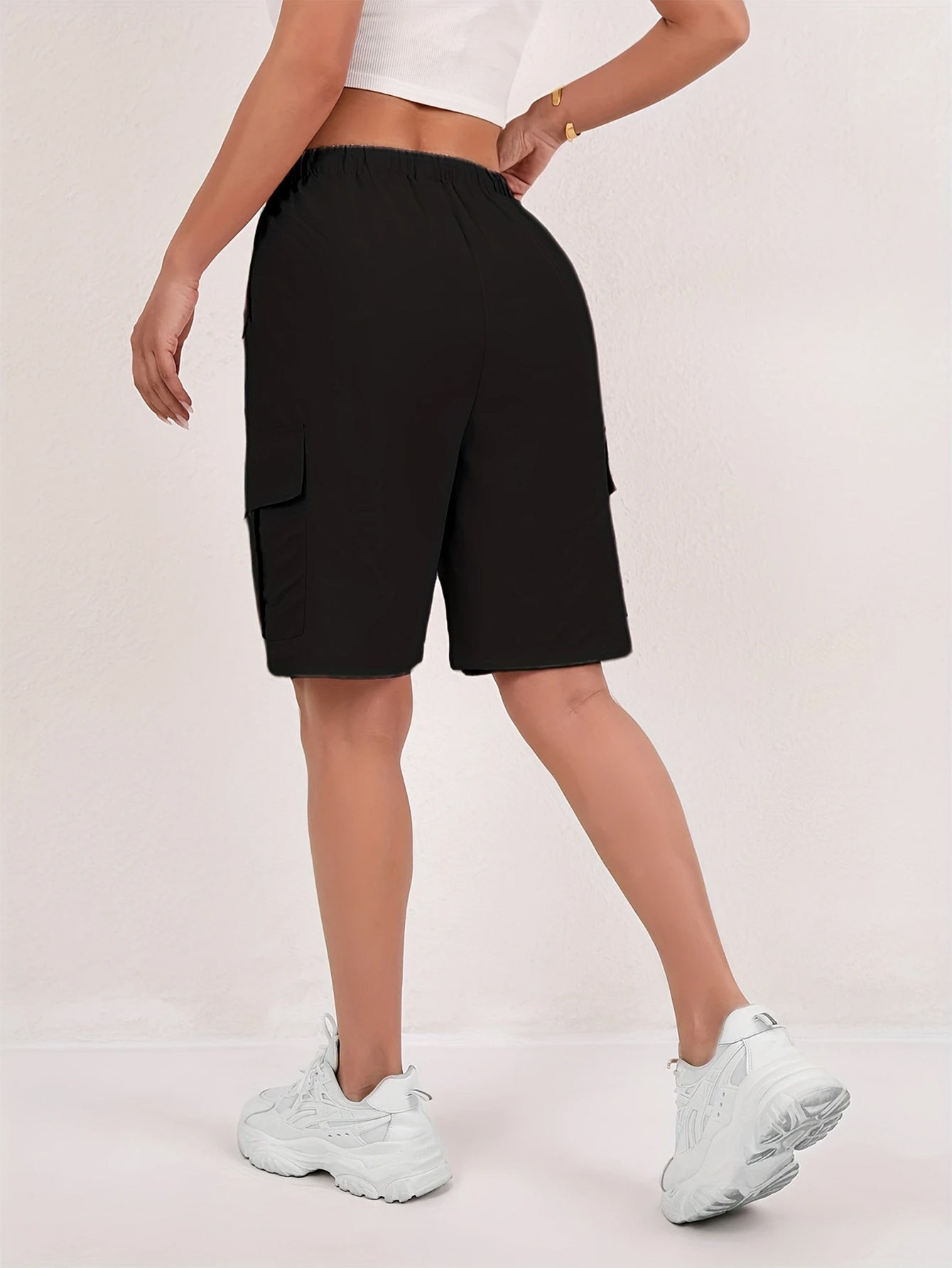 [Quick-Dry Cargo Shorts] 2pcs Women's Lightweight Quick-Dry Cargo Shorts - Loose Fit, Multi-Pocket Design, Mid-Thigh Length, Casual Wear For Spring/Summer/Fall, Machine Washable, Beige, Outdoor | Relaxed Fit Shorts | Shorts