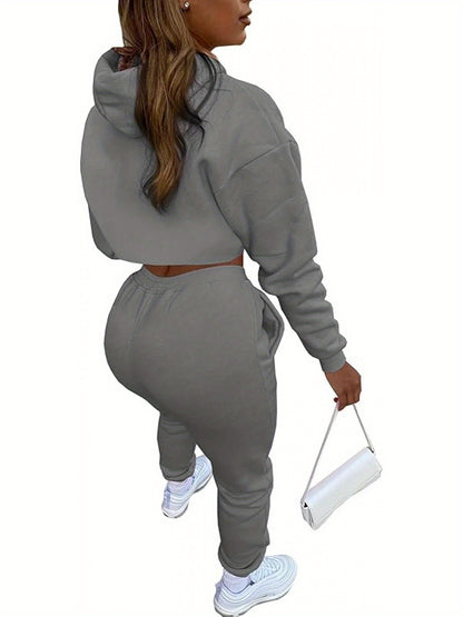 Women'S 3pcs Sweatsuits Sets Sexy Super Cropped Hoodie Tank Top And High Waisted Jogger Sweatpants Matching Loungewear Athleisure Outfits
