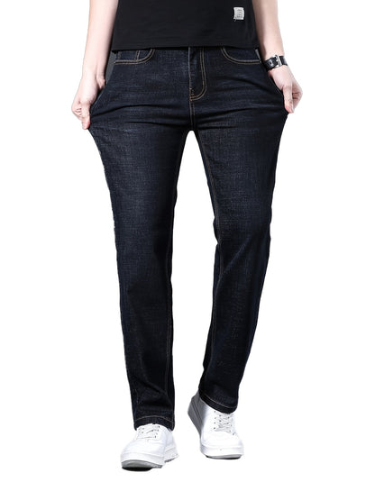 2pcs Men's Business Casual Jeans - Lightweight Slight Stretch Denim Pants, Classic Five-Pocket Design, All-Season Office & Casual Attire - Formal to Casual Outfits, Durable Fabric