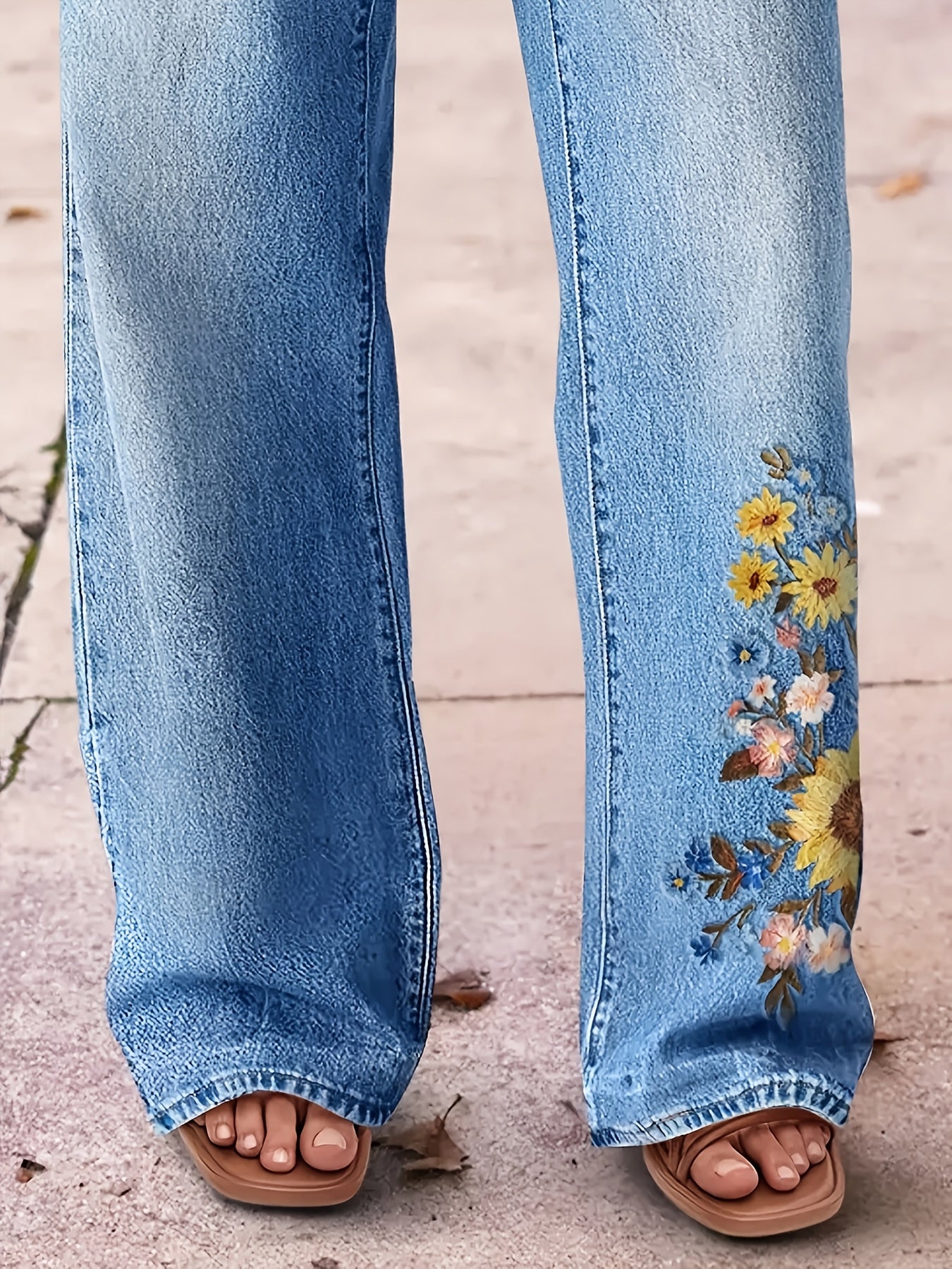 Women's High-Waisted Light Wash Jeans - Stretch Straight Pants with Beltless, Machine-Washable Casual Wear Suitable for Seasons