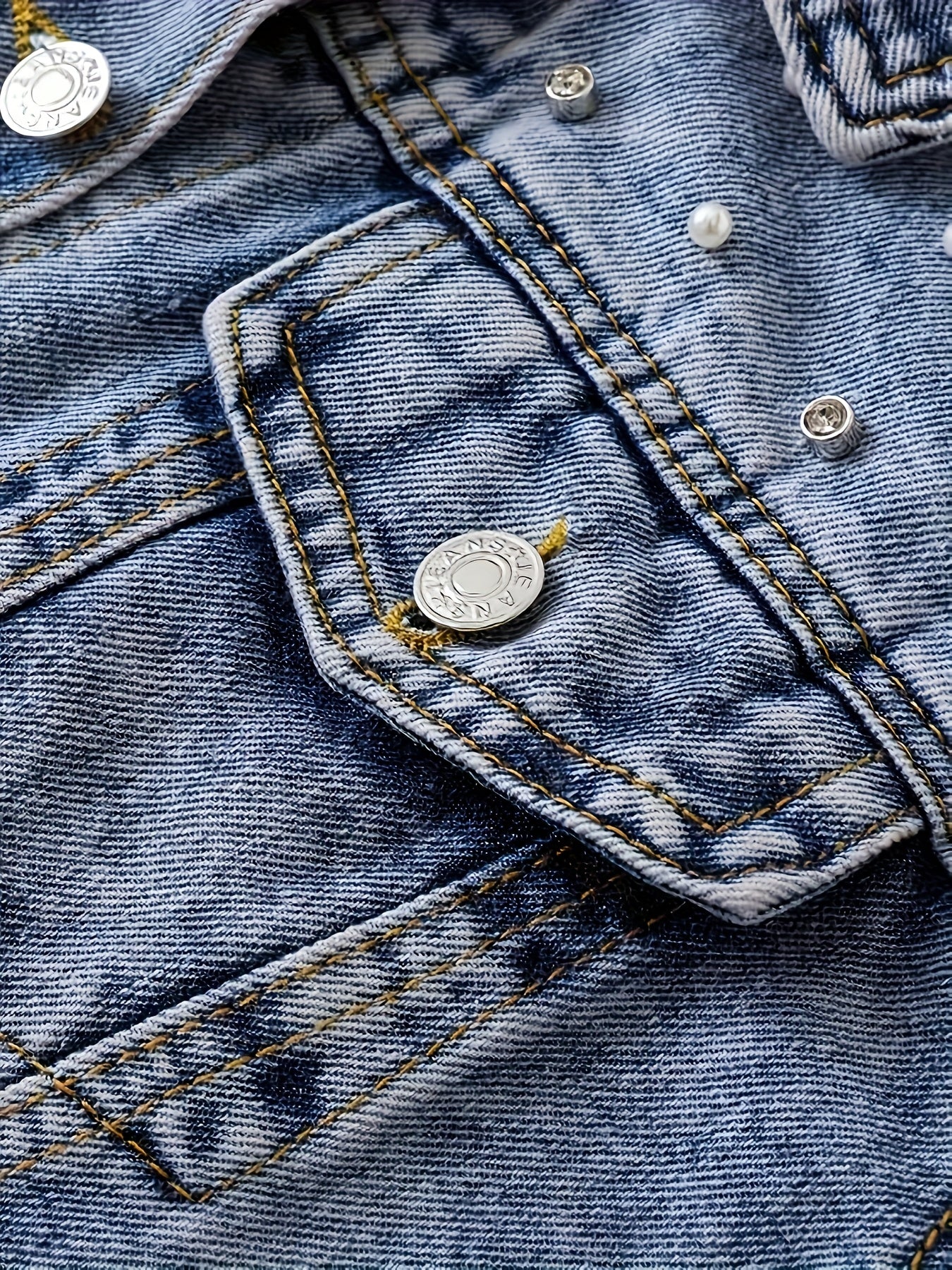 Bright Steel Blue Denim Denim Jacket - product view 13