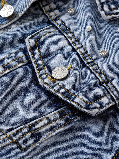Bright Steel Blue Denim Denim Jacket - product view 3