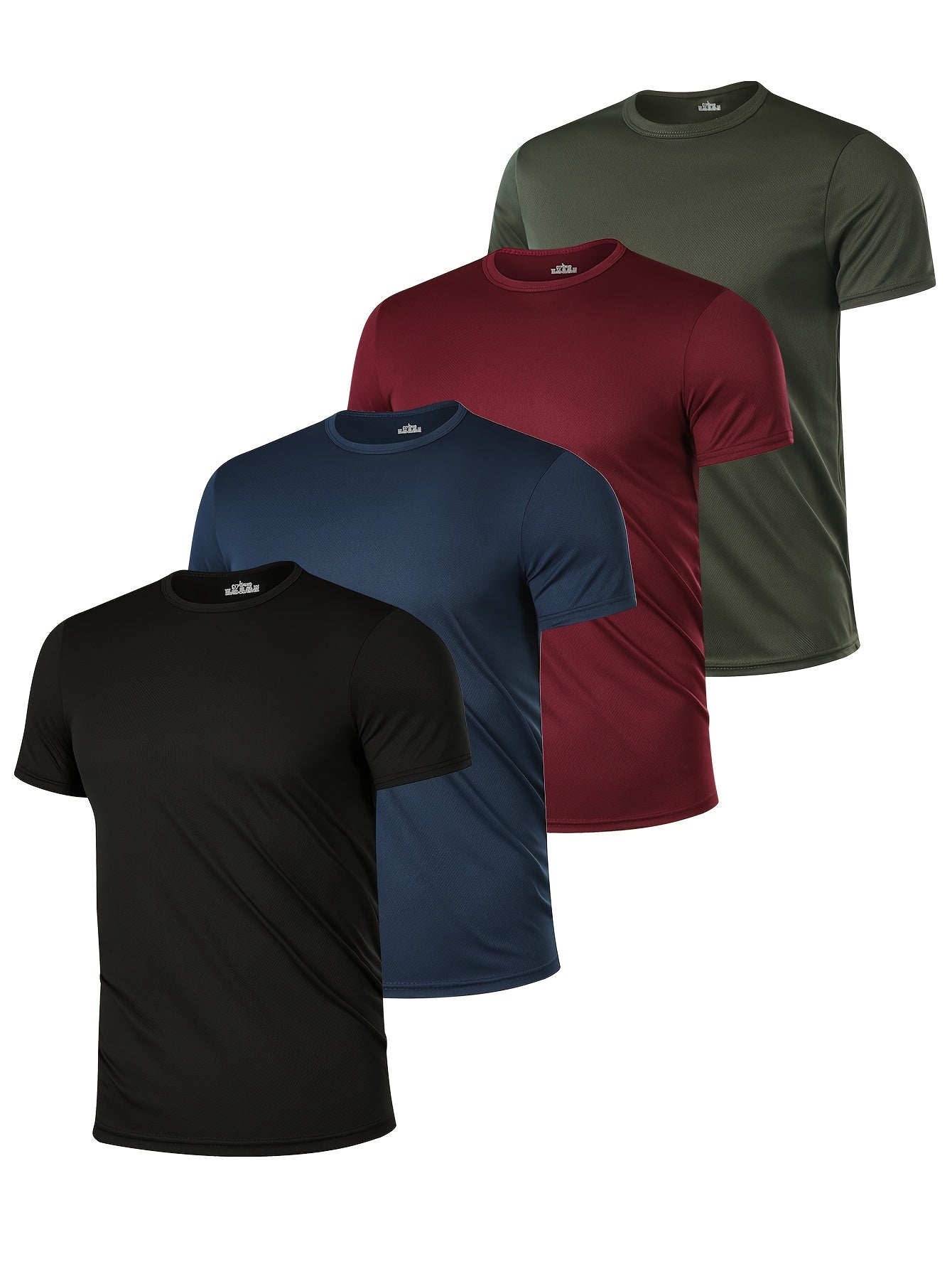 Set of 4 Men'S Lightweight Polyester T-Shirts - Casual Round Neck, Short Sleeves for Outdoor Activities And Summer Use, Short-Sleeved, Appropriate