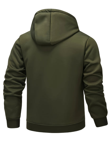 Men'S Fleece Lined Hooded Anorak | Thermal Winter Jacket, 2025 New Warm Windbreaker, Four-Season Cold Weather Coat, Regular Fit, Fabric