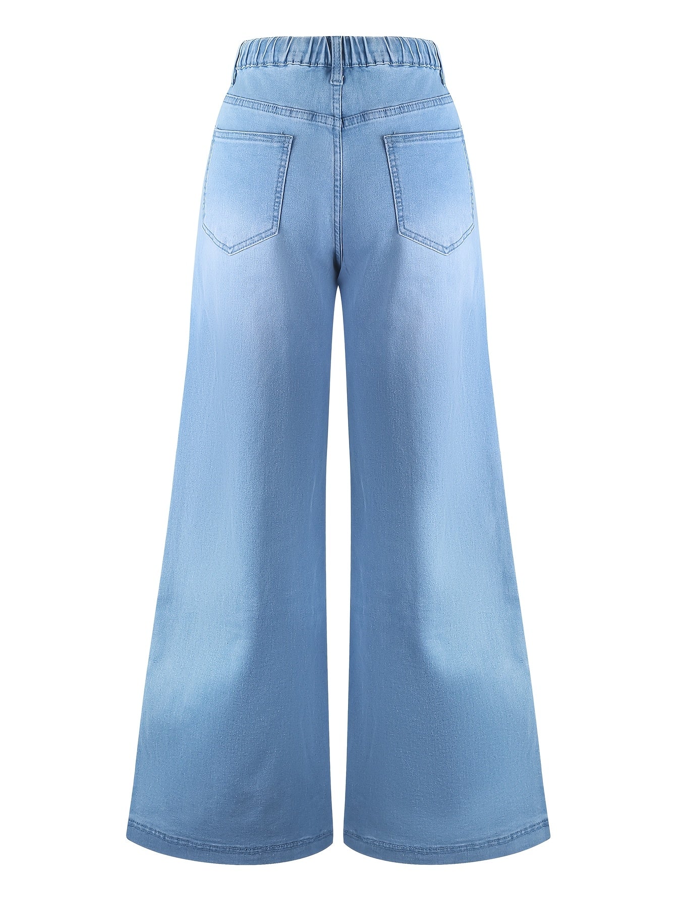 [Stretch-Waist Wide-Leg Jeans] Women's Stretch-Waist Straight-Leg Relaxed Fit Jeans Four-Season Casual High-Waisted Comfortable Wide-Leg Pants Fashionable Pants Suitable For Any Occasion