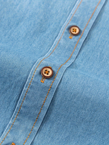 A Stylish Men's Casual Shirt With Long Sleeves And A Jacket, A New Spring And Autumn Men's Top With A Solid Color Pocket Design And A Lapel Collar.