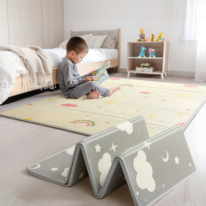 Extra Large Foldable Reversible ABC Play Mat Waterproof Non-Toxic Foam Padded Mat Stain-Resistant Easy to Wipe Clean for Infants Toddlers Tummy Time Indoor Outdoor Use Christmas Halloween