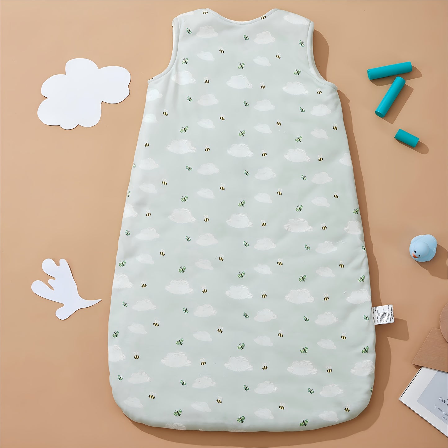 Warm Quilted Baby Sleep Sack, 2.5 TOG, with 2-Way Zipper, Winter And Spring Sleep Bag for Boys And Girls (0-24 Months)! Cute Animals Print for Infants And Toddlers Soft Comfortable, New Year Gifts (Green Bee)