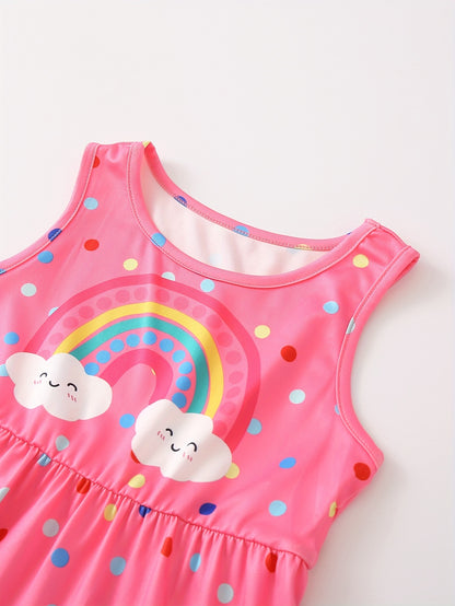 3pcs Summer Girls 8 Years Sleeveless Dress Holiday Gift Party Teenage Dresses Children Casual Dressy Pop Girls Dress 10 Years Chic Peplum Casual Skirt Sleeveless Suspenders