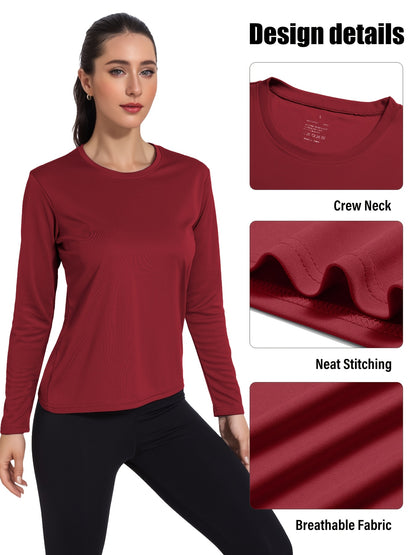 5pcs Women's Quick-drying And Breathable Long-sleeved T-shirt Set, Basic Base Layer for Training, Moisture-wicking, Women's S Tops, Suitable for Casual Attire.