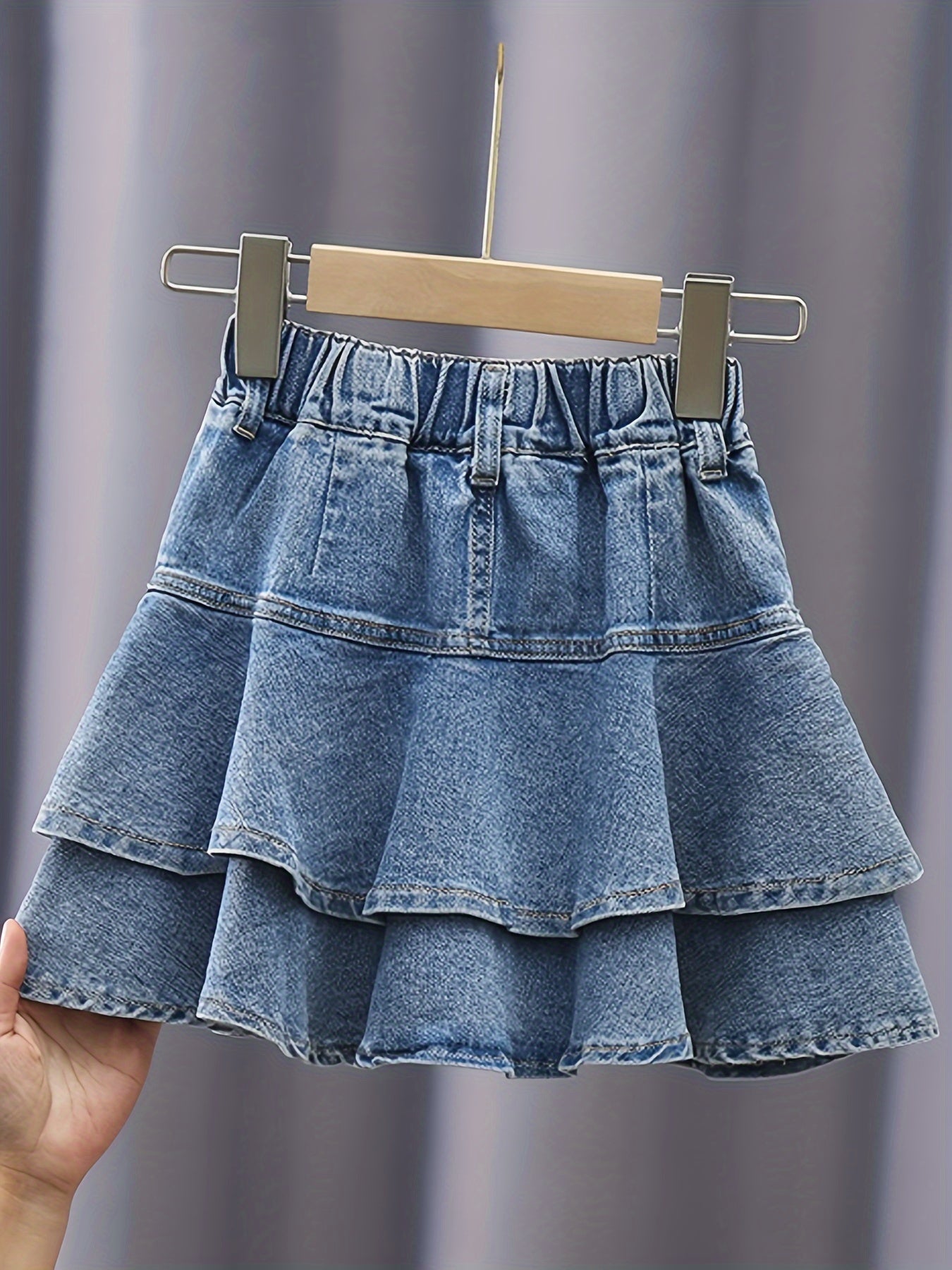 Trendy Layered Denim Skirt with Pocket for Girls, Comfortable Summer Skirt, K-Pop Style