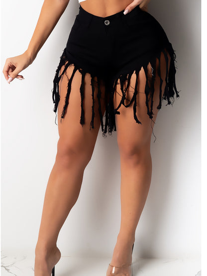Women's Denim Shorts Summer High Waisted Frayed Raw Hem Ripped Tassels Sexy Short Pants Jeans