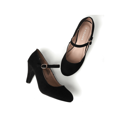 Honey Mary Jane Shoes for Women – Retro Vintage Oxford Pumps with Low Honey Kitten Heels, 1950s Round Toe Design and Adjustable Ankle Strap – Women’s Dress Shoes