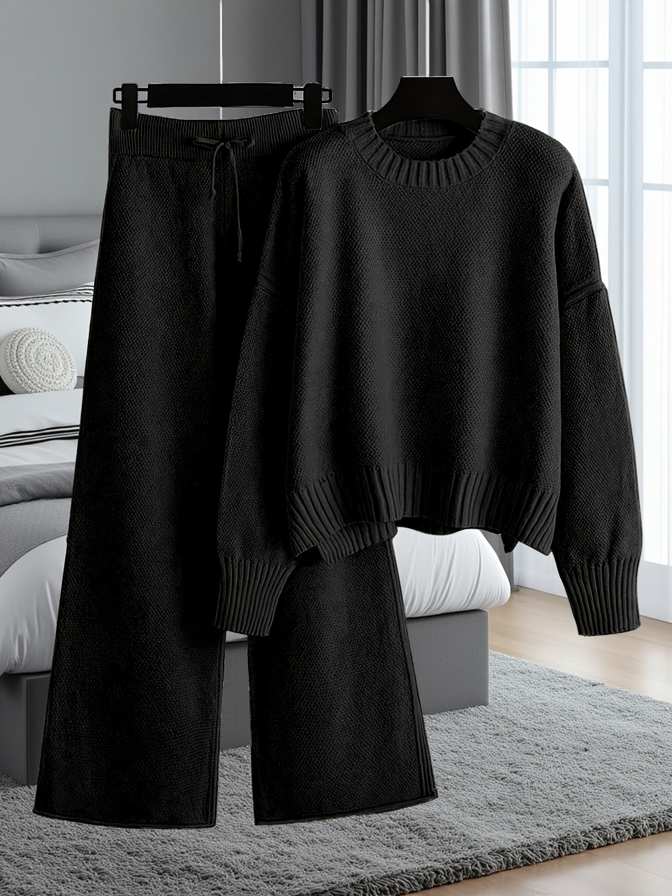 Women's Brick Red Knit High-Waist Long-Sleeve Pants - product view 5