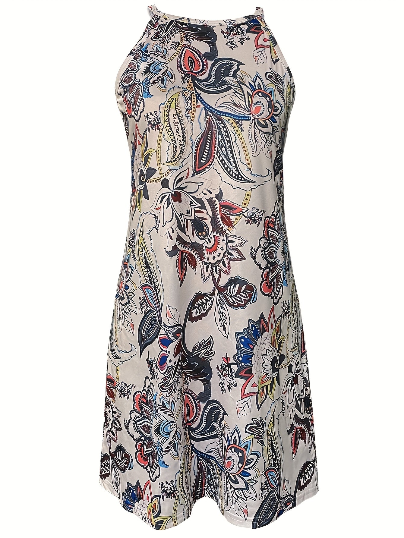 New Fashion Holiday Ethnic Style Printed Neck-Hanging Dress