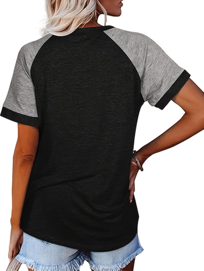 Three-piece Set 2025 European And American Fashion Women'S Short Sleeved T-shirt Casual Color Matching Top Short-sleeved T-shirt