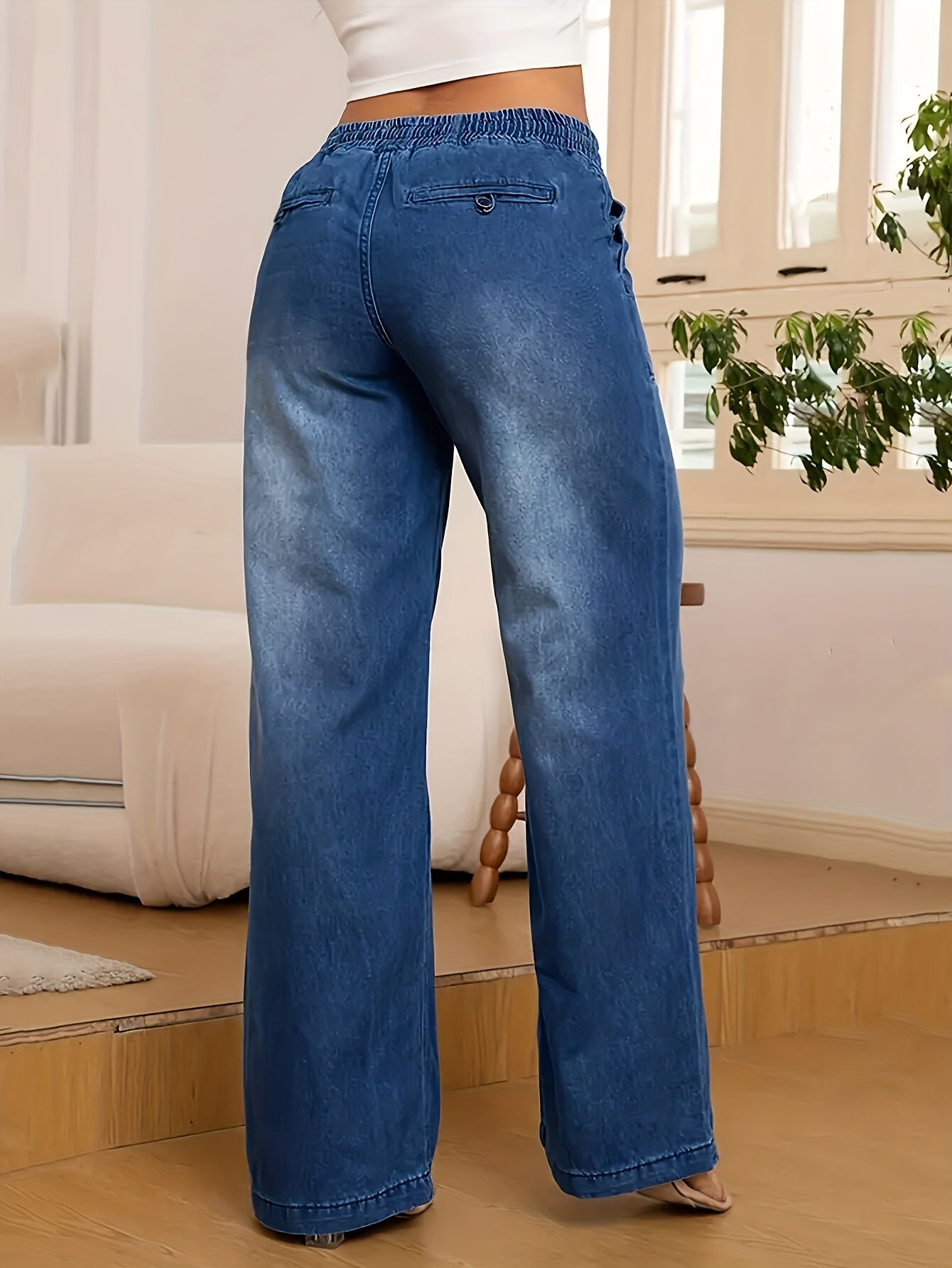 Women's Jeans, High-waisted Loose Wide-leg Pants, Casual And Versatile Loose Fashionable Blue All-season Denim Pants, Women's Jeans And Clothing