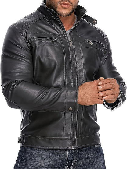 Men'S Lightweight Faux Leather Motorcycle Jacket Black, Coats For Men, Mens Coats, Motorcycle Riding Gear, Motorcycle Stuff, Biker Stuff, Men'S Coats, Motorcycle Clothes, Biker Gear, Jaket Mens, Veste En Cuir Homme, Motorcycle Apparel, Motorcycle Clothing